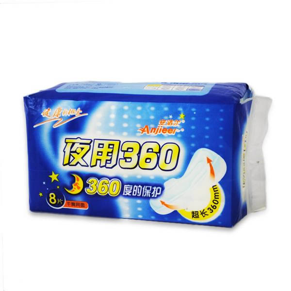 安洁尔 360系列 超长 干网卫生巾 8片装 超吸吸收